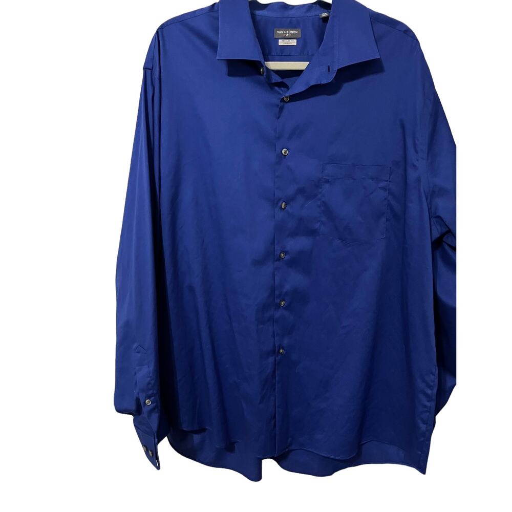 VAN HEUSEN FLEX LONG SLEEVE BUTTON DOWN SHIRT, MENS, 18-1/2 (36/37), ROYAL BLUE